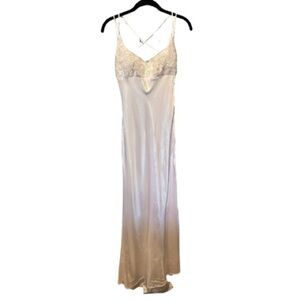 Y2K Vintage White Satin Dress with Beaded Top